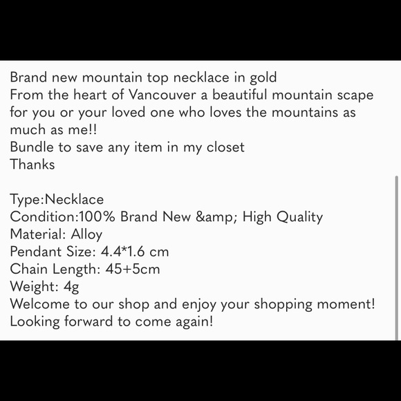 Mountain top necklace in gold new - Picture 6 of 6